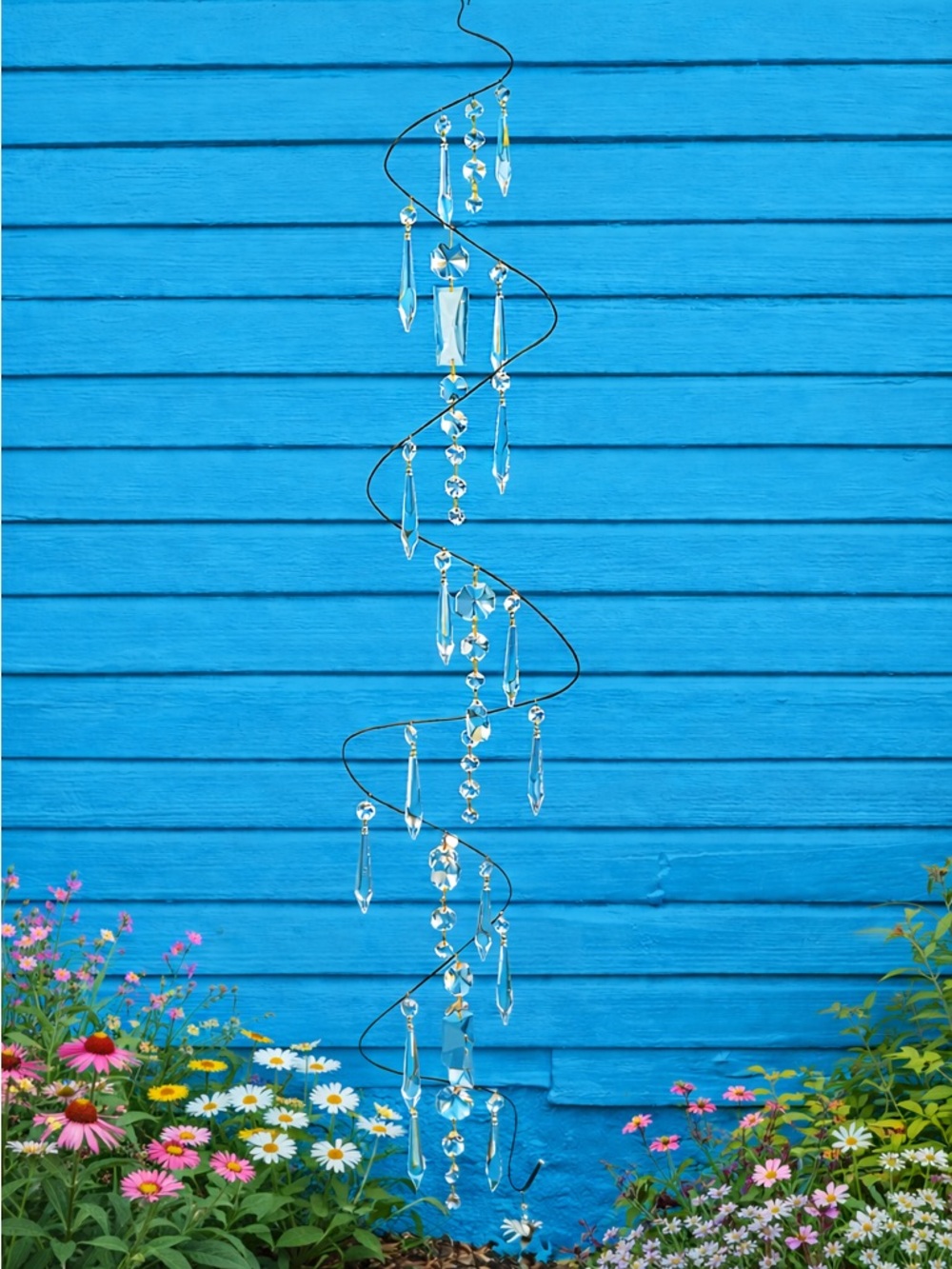 Large Spiral Suncatcher Handmade Hanging Mobile Vintage Italian Crystal Prisms